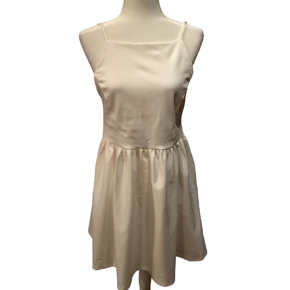 Fancyinn White Spaghetti Strap Dress Large
